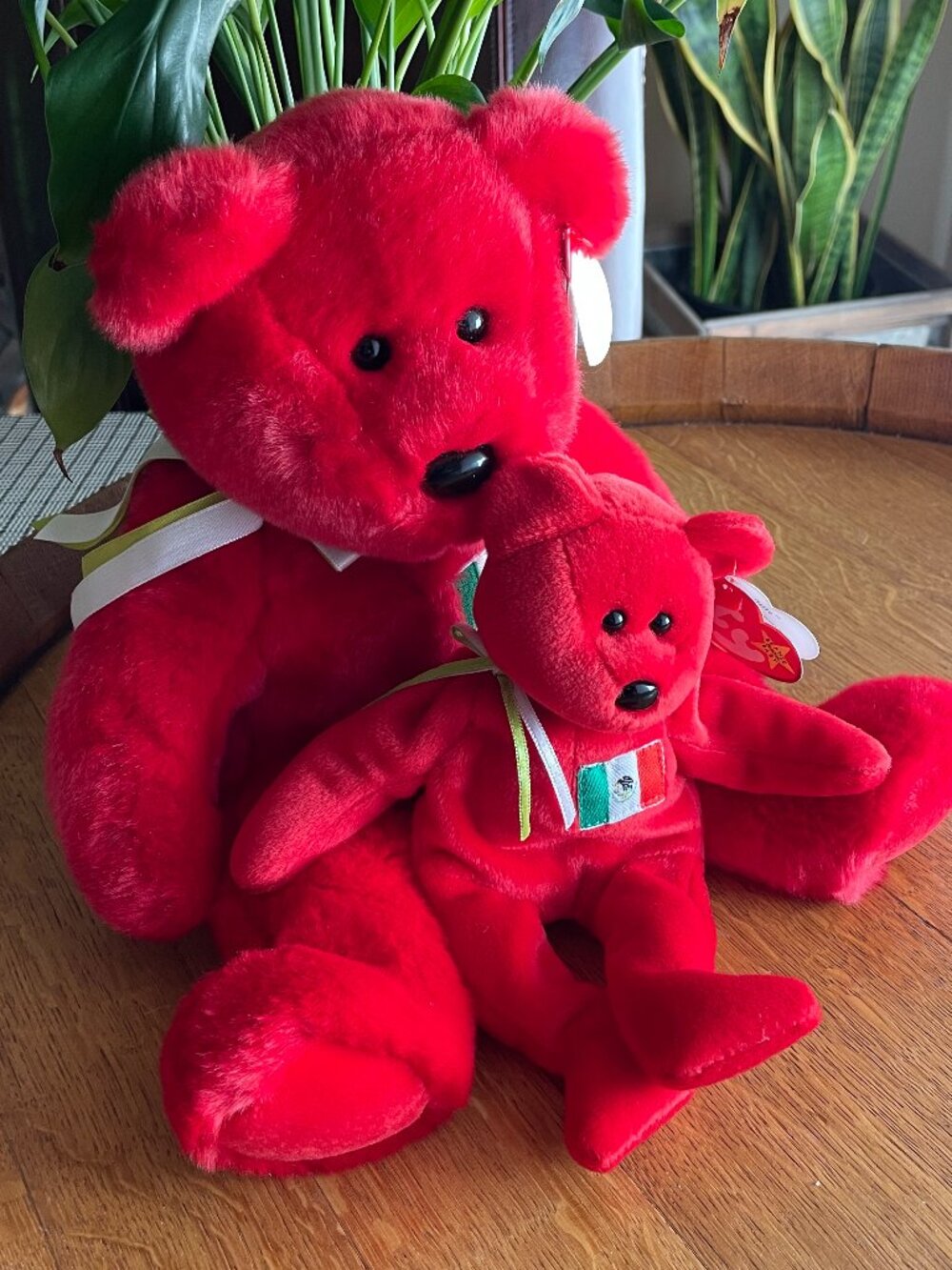 TWO Brand New Ty OSITO Beanie Baby & Buddy Bears Mexico Mexican Flag Plush